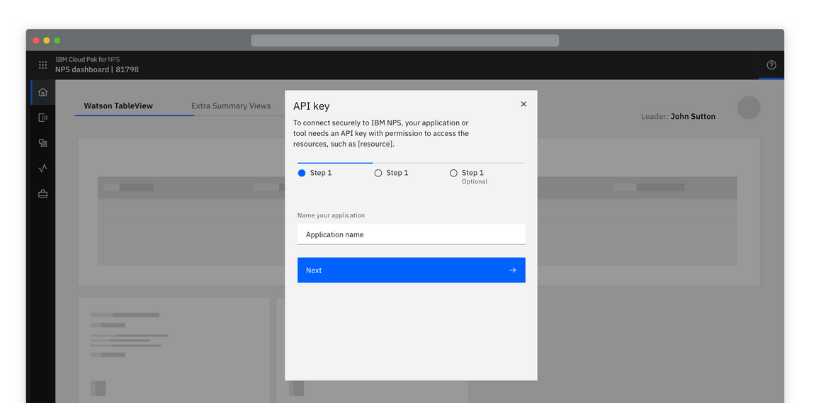 Example of an API key being generated